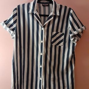 Rhapsody Blue/White Button Up